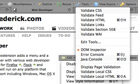 Web Developer Toolbar