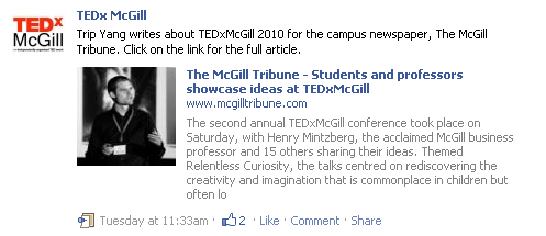 facebook tedxmcgill 针对社交网站优化内容