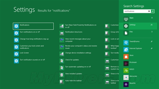 Windows 8 开始屏幕“搜索”功能详解