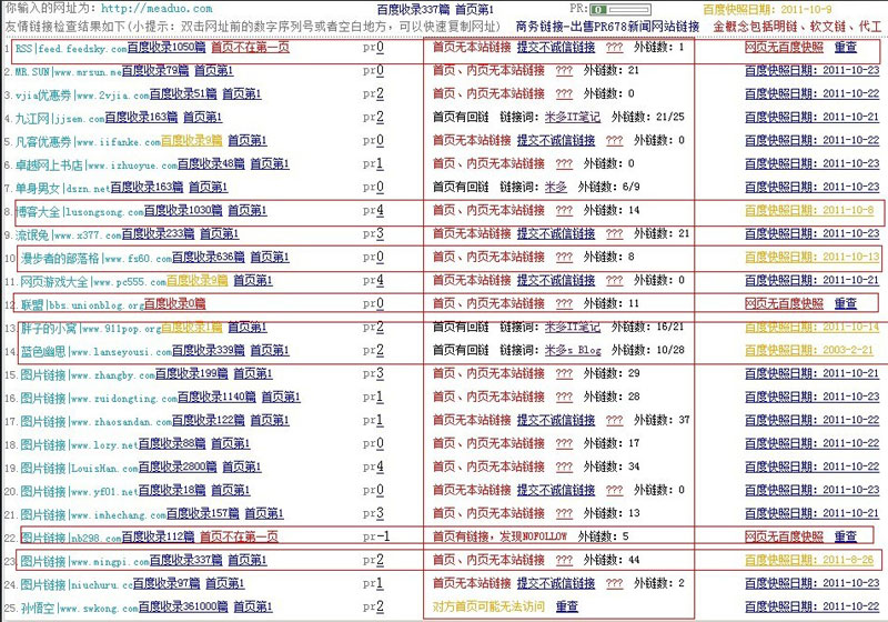 友情链接检查情况